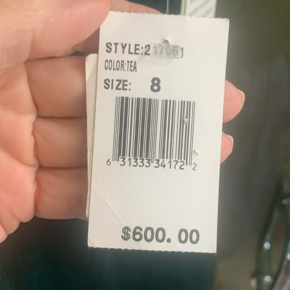 Rickie Freeman for Teri Jon Metallic Jacquard Off the Shoulder gown - Picture 7 of 9